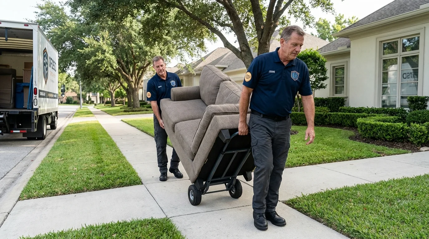 Local residential moving crew loading furniture in North Plains, OR