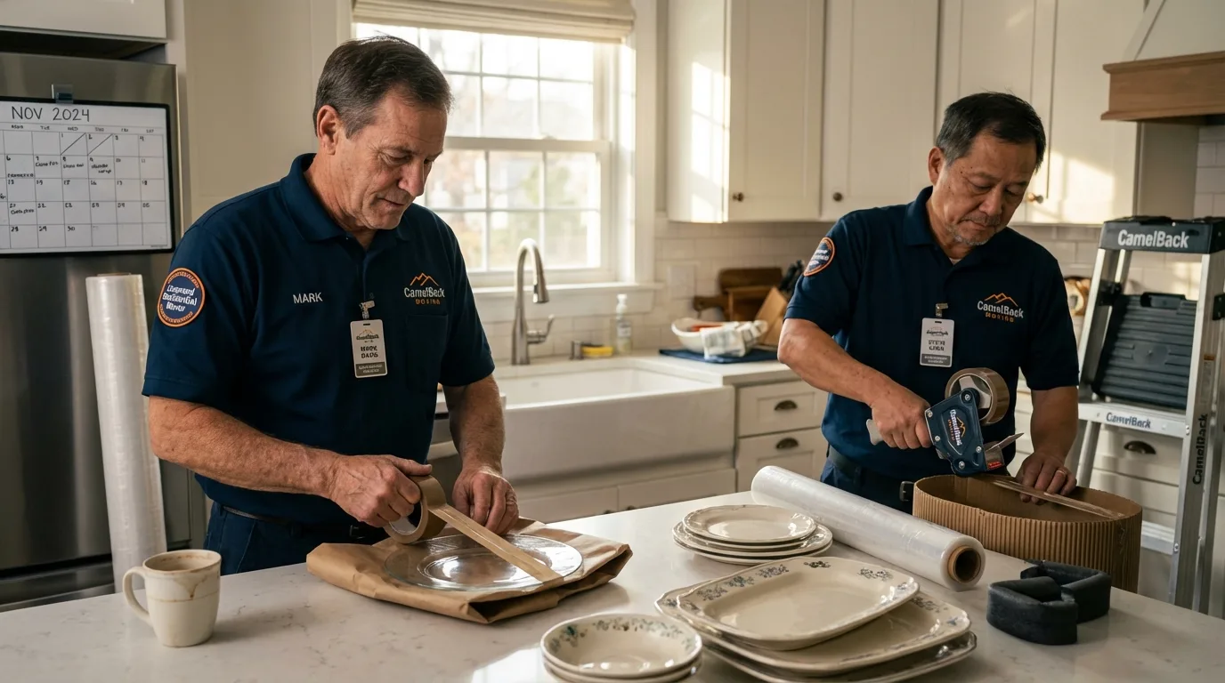 Professional crew packing kitchen dishware in North Plains, OR
